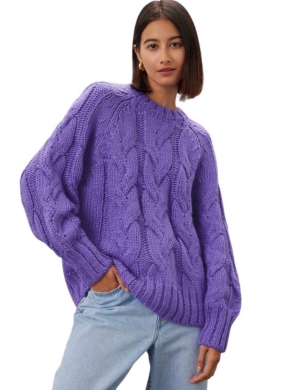 Love, Whit by Whitney Port Purple Chunky Sweater, Size: XXL